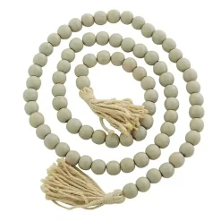 Decorative Accents>Kirklands Home Wood Beads Cream Tassel Garland Gray