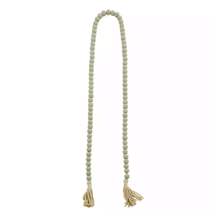 Decorative Accents>Kirklands Home Wood Beads Cream Tassel Garland Gray