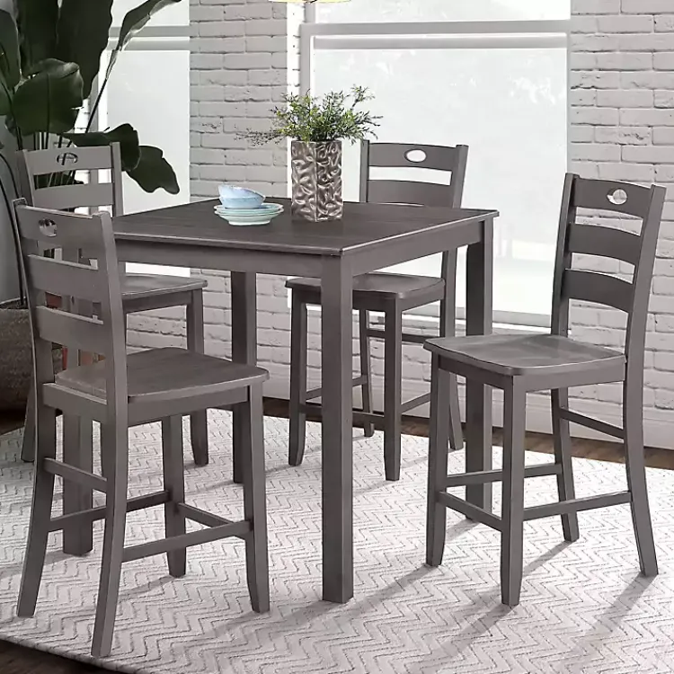 Kirklands Home Wood Brooke 5-pc. Counter Height Set Gray Outlet