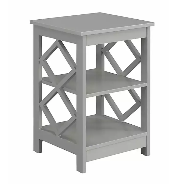 Kirklands Home Wood Diamond 2-Tier Accent Table Gray Clearance