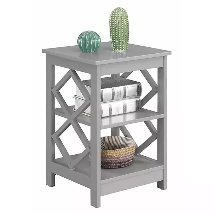 Kirklands Home Wood Diamond 2-Tier Accent Table Gray Clearance