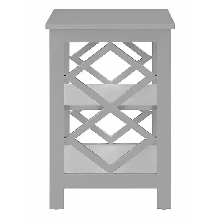 Kirklands Home Wood Diamond 2-Tier Accent Table Gray Clearance
