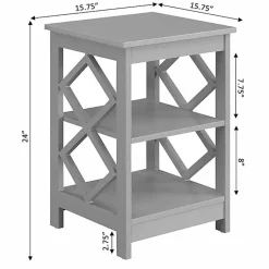 Kirklands Home Wood Diamond 2-Tier Accent Table Gray Clearance