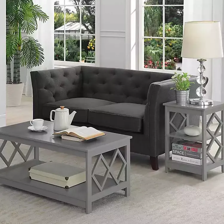 Kirklands Home Wood Diamond 2-Tier Accent Table Gray Clearance