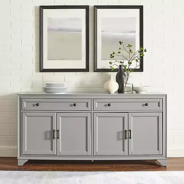 Kirklands Home Wood 4-Door Sideboard Cabinet Gray