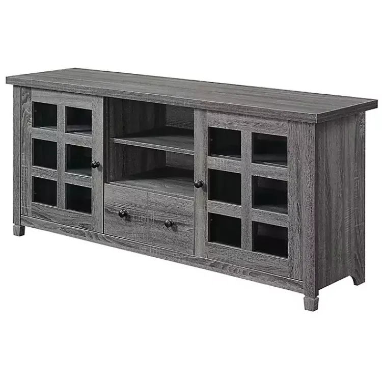 Kirklands Home Wood 2-Door Windowpane Media Cabinet Gray Discount