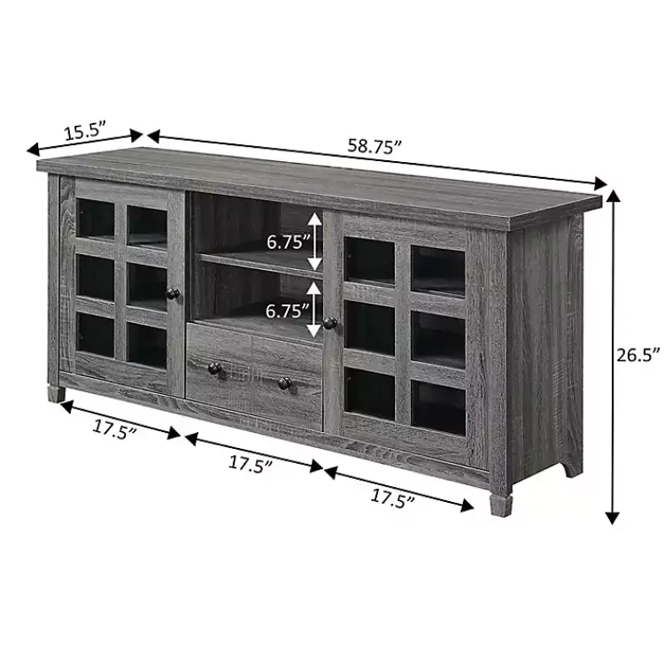 Kirklands Home Wood 2-Door Windowpane Media Cabinet Gray Discount