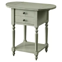 Kirklands Home Wood 2-Drawer Drop Leaf Side Table Gray Online