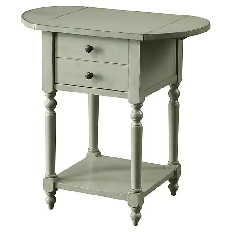 Kirklands Home Wood 2-Drawer Drop Leaf Side Table Gray Online