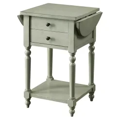 Kirklands Home Wood 2-Drawer Drop Leaf Side Table Gray Online