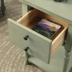 Kirklands Home Wood 2-Drawer Drop Leaf Side Table Gray Online