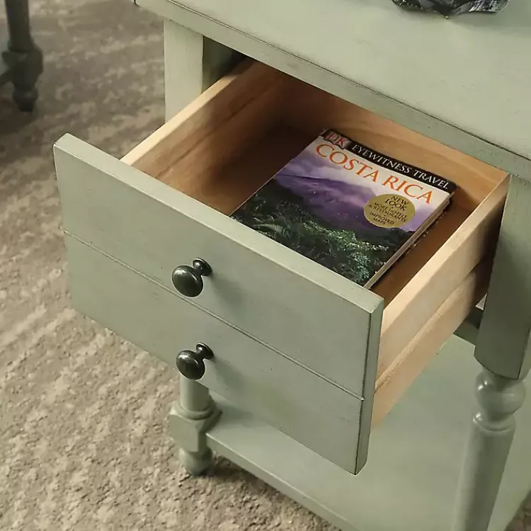 Kirklands Home Wood 2-Drawer Drop Leaf Side Table Gray Online