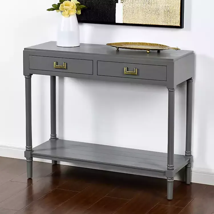 Kirklands Home Wood 2-Drawer Layla Console Table Gray Hot