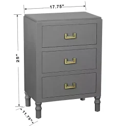 Kirklands Home Wood 3-Drawer Layla Nightstand Gray Best