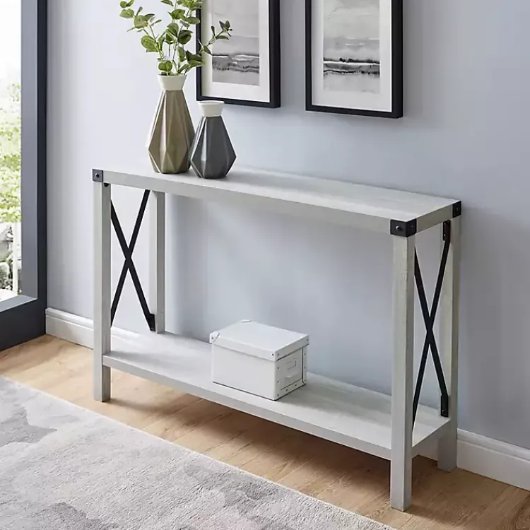 Kirklands Home Wood Farmhouse Console Table Gray New