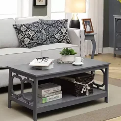 Kirklands Home Wood Geometric Sides Coffee Table Gray Outlet