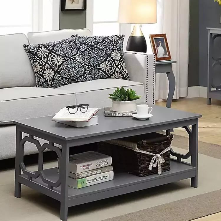 Kirklands Home Wood Geometric Sides Coffee Table Gray Outlet