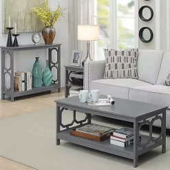 Kirklands Home Wood Geometric Sides Coffee Table Gray Outlet