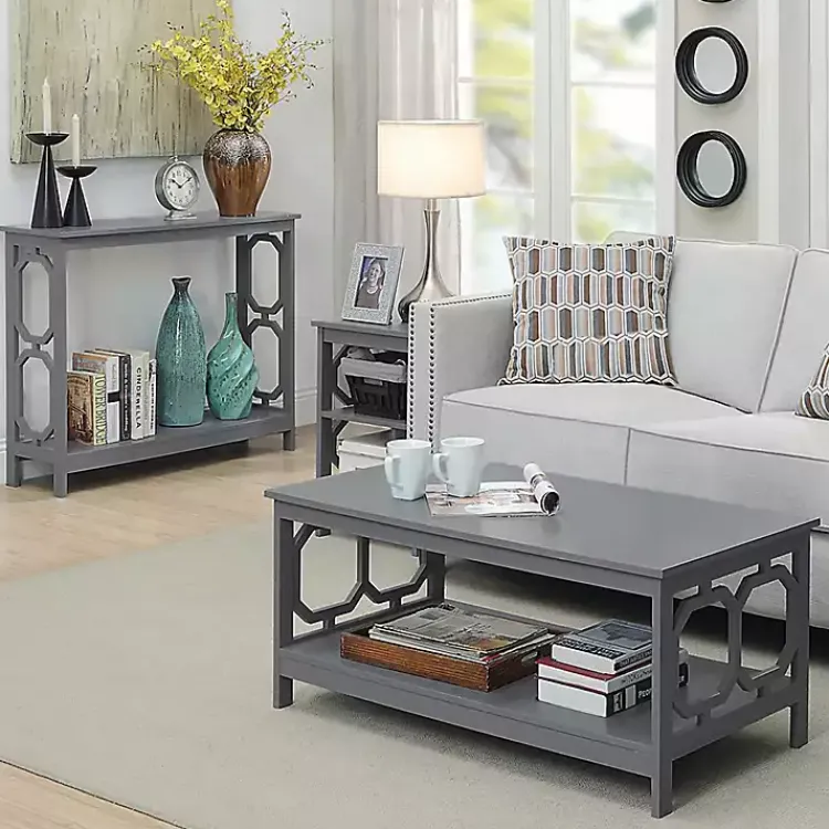 Kirklands Home Wood Geometric Sides Coffee Table Gray Outlet