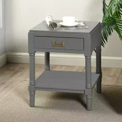 Kirklands Home Wood Layla Accent Table Gray Outlet