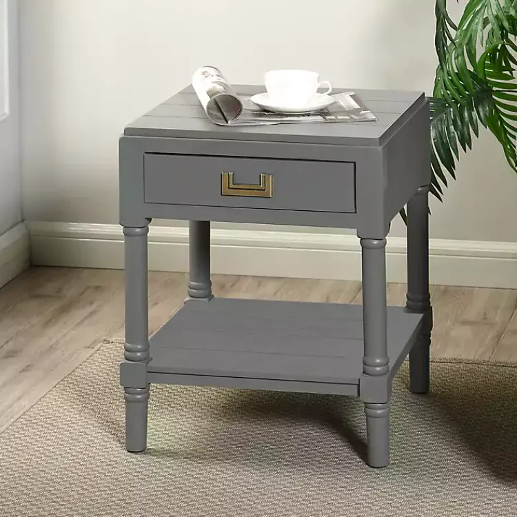 Kirklands Home Wood Layla Accent Table Gray Outlet