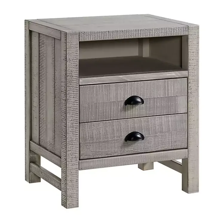 Kirklands Home Wood Open Shelf Nightstand Gray Hot