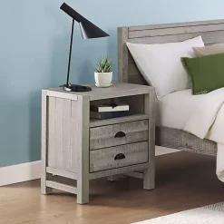 Kirklands Home Wood Open Shelf Nightstand Gray Hot