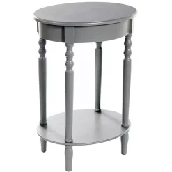 Kirklands Home Wood Oval Emily Accent Table Gray New