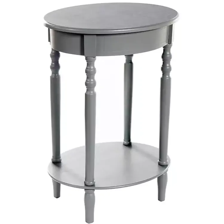 Kirklands Home Wood Oval Emily Accent Table Gray New