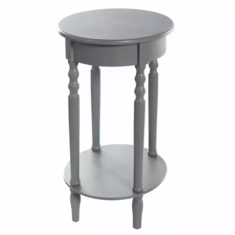 Kirklands Home Wood Oval Emily Accent Table Gray New