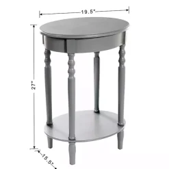 Kirklands Home Wood Oval Emily Accent Table Gray New