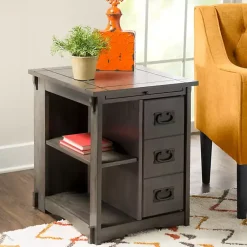 Kirklands Home Wood Parnell Storage Accent Table Gray Sale
