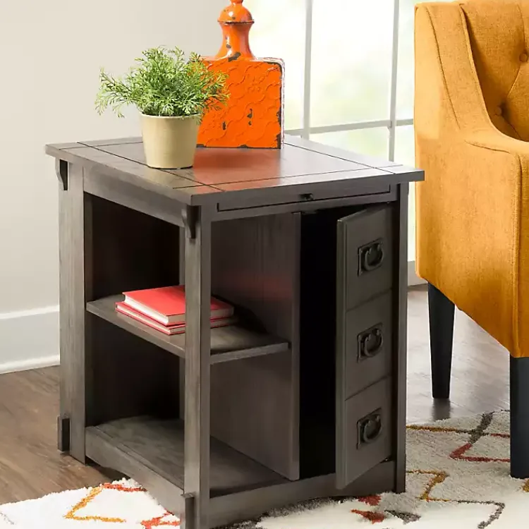 Kirklands Home Wood Parnell Storage Accent Table Gray Sale