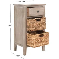 Kirklands Home Wood Side Table with Baskets Gray Sale