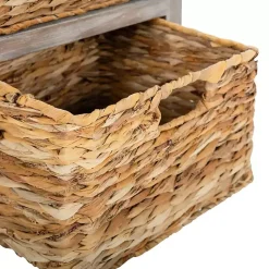 Kirklands Home Wood Side Table with Baskets Gray Sale