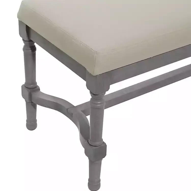 Kirklands Home Wood Upholstered Burlap Seat Bench Gray Outlet