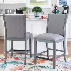 Kirklands Home Wood Upholstered Counter Stools, Set of 2 Gray Clearance