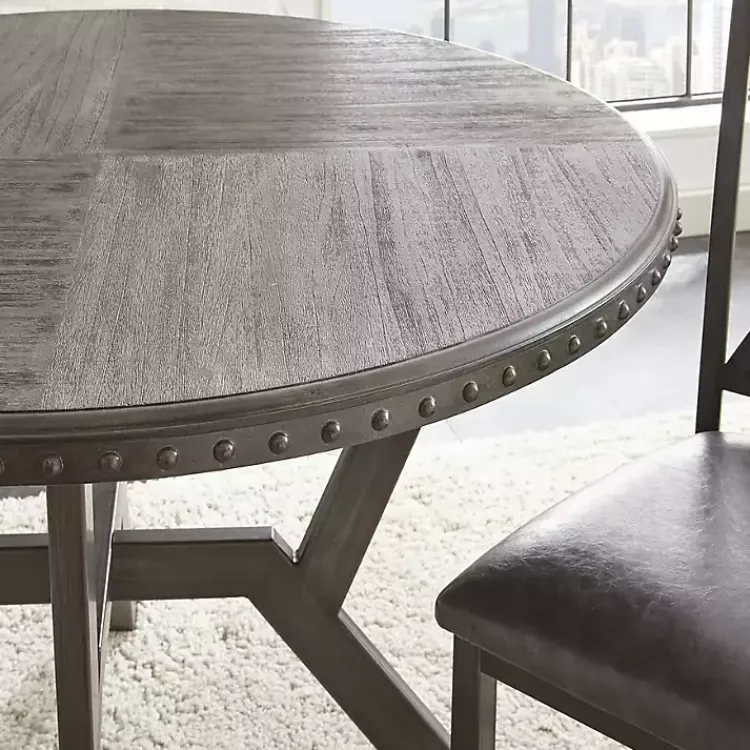 Kirklands Home Gray Wood Upholstered 5-pc. Dining Set Hot