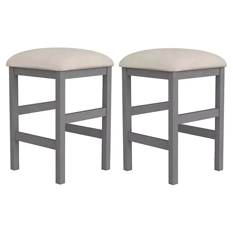 Kirklands Home Wood Upholstered Seat 2-pc. Counter Stool Set Gray Hot