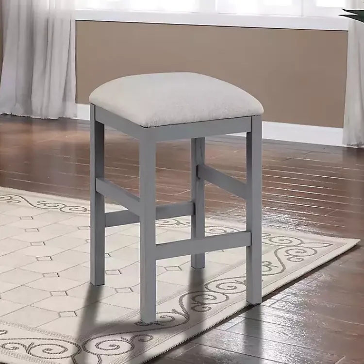 Kirklands Home Wood Upholstered Seat 2-pc. Counter Stool Set Gray Hot