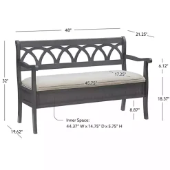 Kirklands Home Gray Wood Upholstered Storage Bench