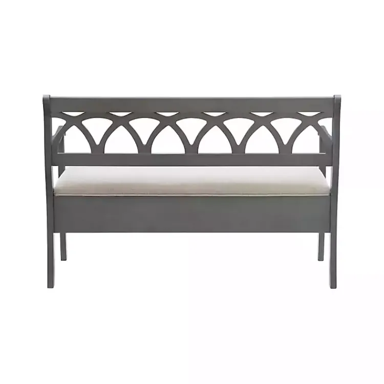 Kirklands Home Gray Wood Upholstered Storage Bench