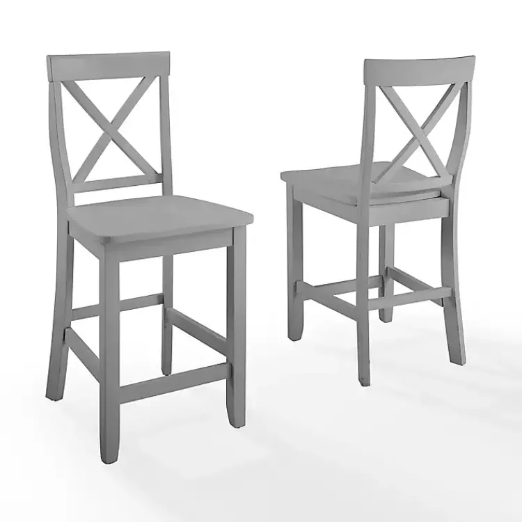 Kirklands Home Wood X-Back Counter Stools, Set of 2 Gray Outlet