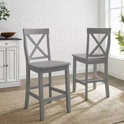 Kirklands Home Wood X-Back Counter Stools, Set of 2 Gray Outlet