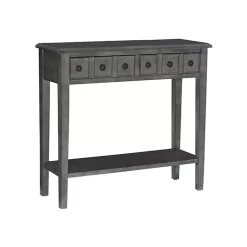 Kirklands Home Wooden Console Table with Double Drawers Gray Discount