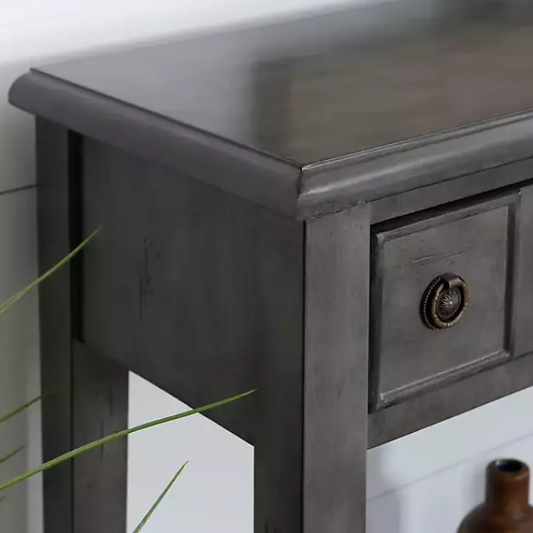 Kirklands Home Wooden Console Table with Double Drawers Gray Discount