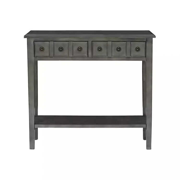 Kirklands Home Wooden Console Table with Double Drawers Gray Discount