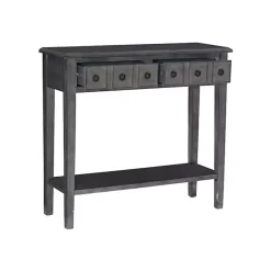 Kirklands Home Wooden Console Table with Double Drawers Gray Discount