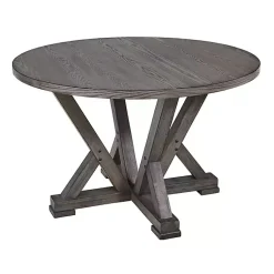 Kirklands Home Gray Wooden Fiji Round Dining Table Outlet