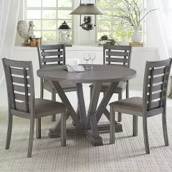 Kirklands Home Gray Wooden Fiji Round Dining Table Outlet
